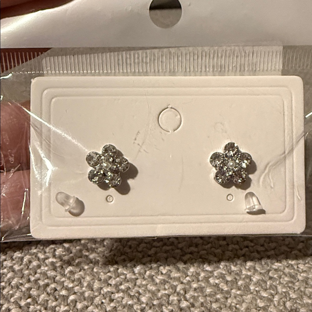 5/$25 Rhinestone Floral Earrings